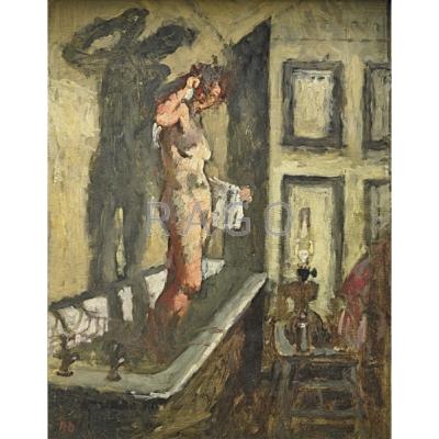 Appraisal: BERNARD DUNSTAN British b Oil on board of a woman