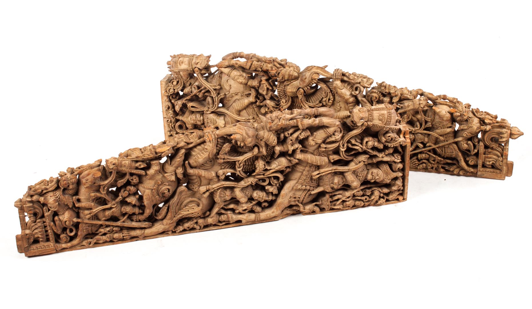 Appraisal: Pr of Nepalese carved wood architectural supports th century elaborately