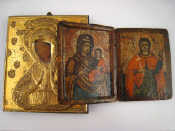 Appraisal: An th th century wooden diptych icon approx x cm