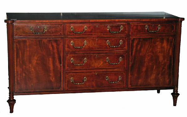 Appraisal: A Federal style inlaid mahogany sideboard mid th century height