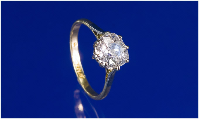 Appraisal: ct Single Stone Diamond Ring Circular Cut Diamond Set In