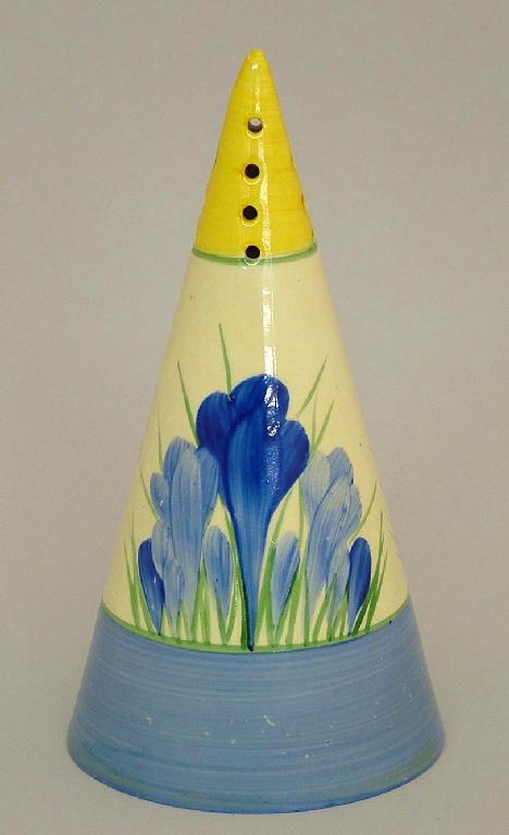 Appraisal: Blue Crocus' Bizarre conical sugar sifter high