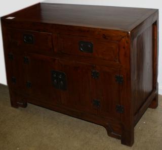 Appraisal: Chinese elm chest drawers over doors good condition Early th