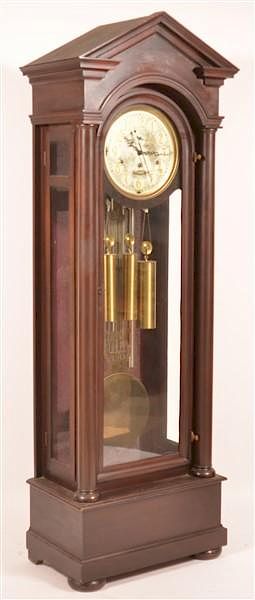 Appraisal: Vintage Empire Style Mahogany Tall Case Clock Vintage Empire Style