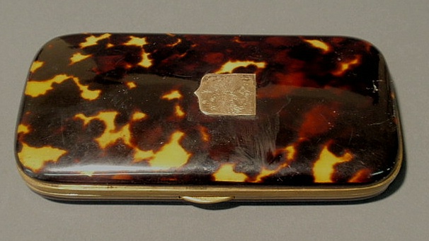 Appraisal: Russian tortoiseshell case with engraved gold eagle inset x