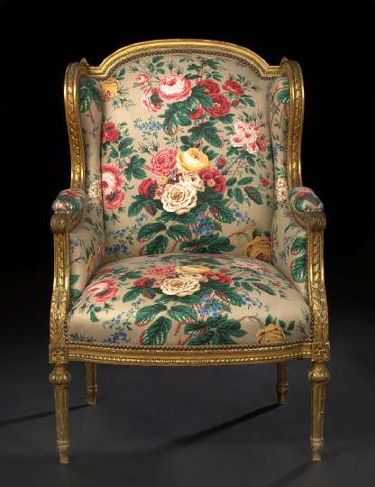 Appraisal: Louis XVI-Style Giltwood Bergere fourth quarter th century the slightly