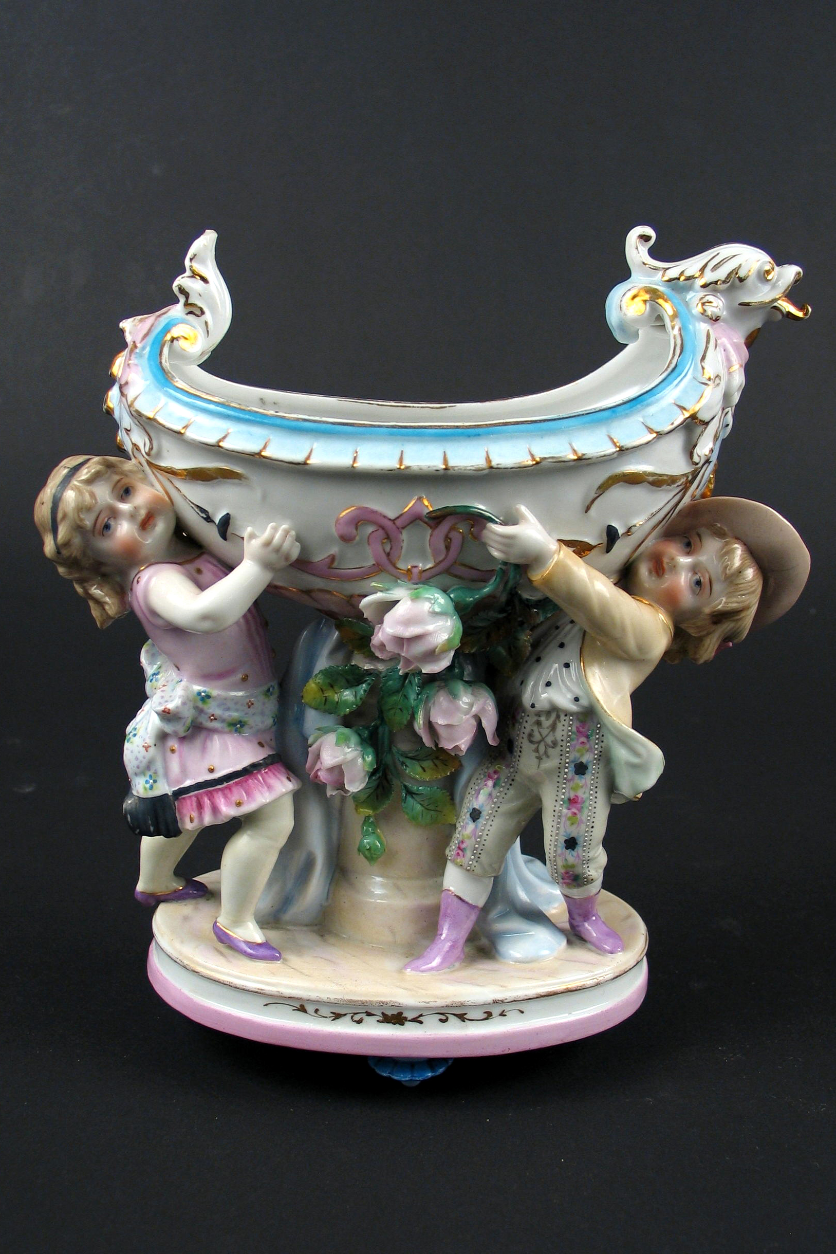 Appraisal: KPM GERMAN PORCELAIN FIGURAL BOWL A young boy and girl