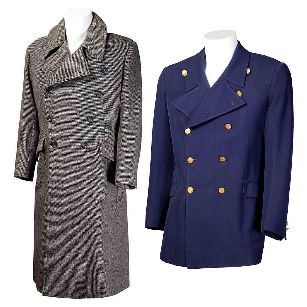 Appraisal: Greatcoat and a Pea Coat The black and white tweed