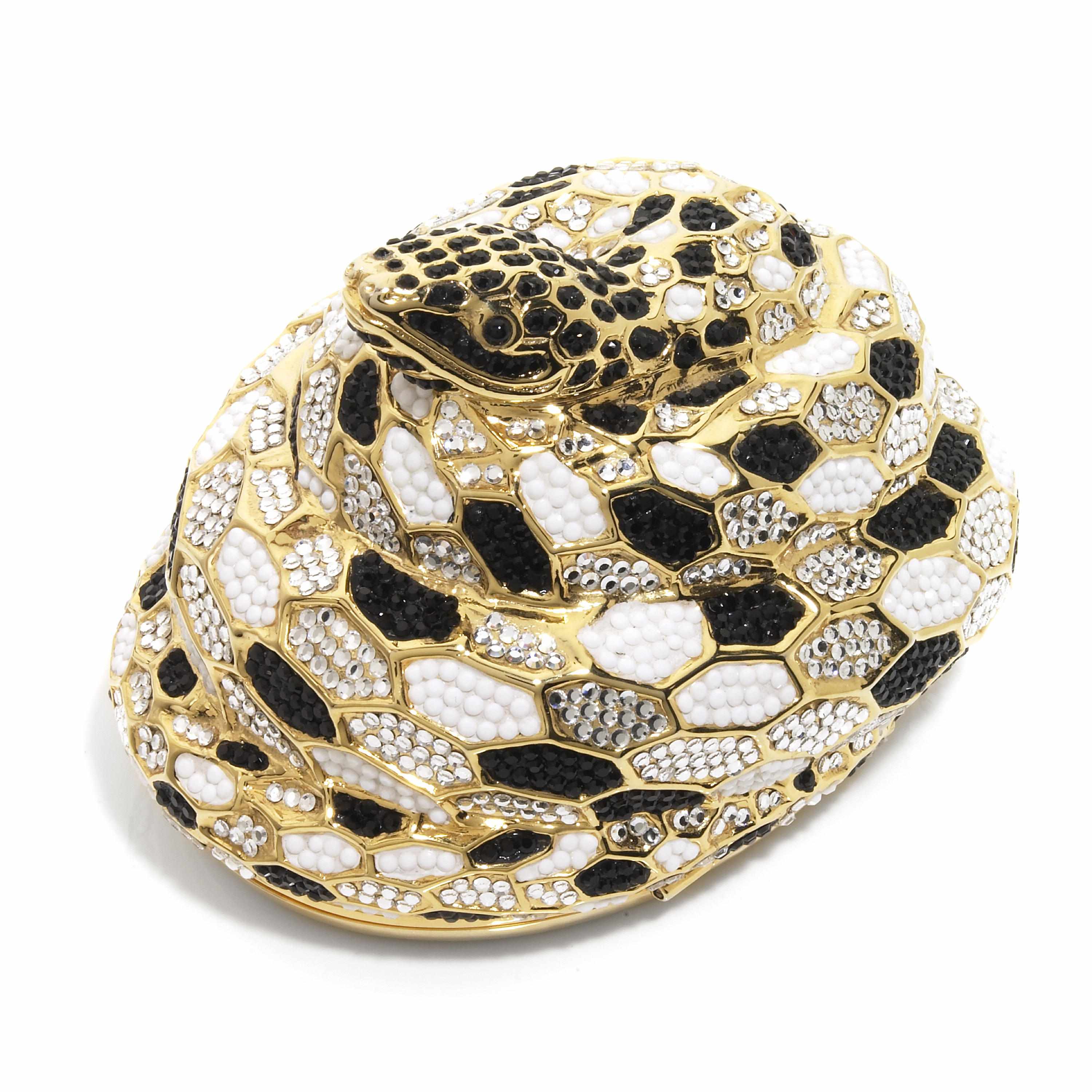 Appraisal: A silver crystal with black and white enamel snake minaudiere