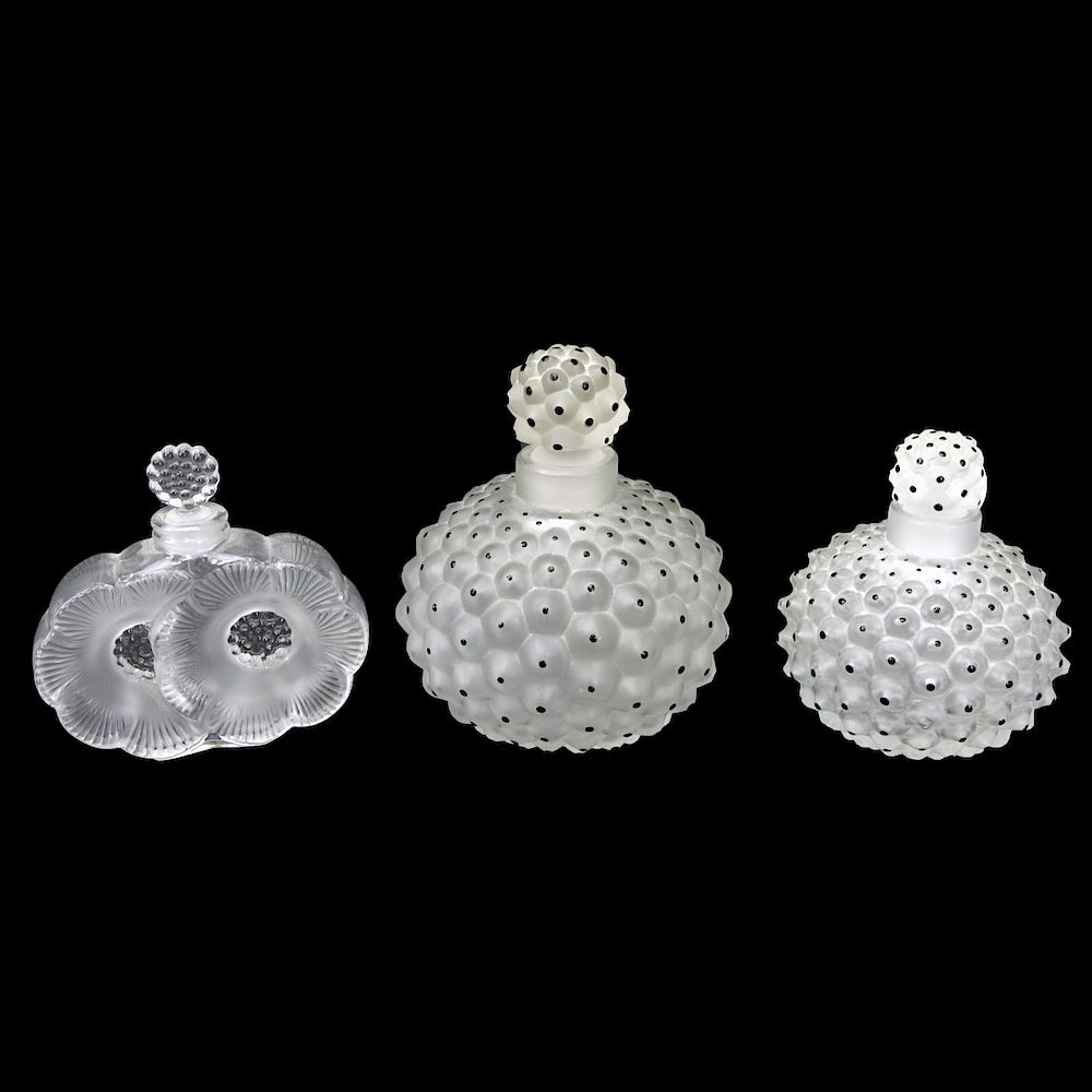 Appraisal: Lalique Lot Three Lot of Lalique Perfume Bottles Includes 'Deux