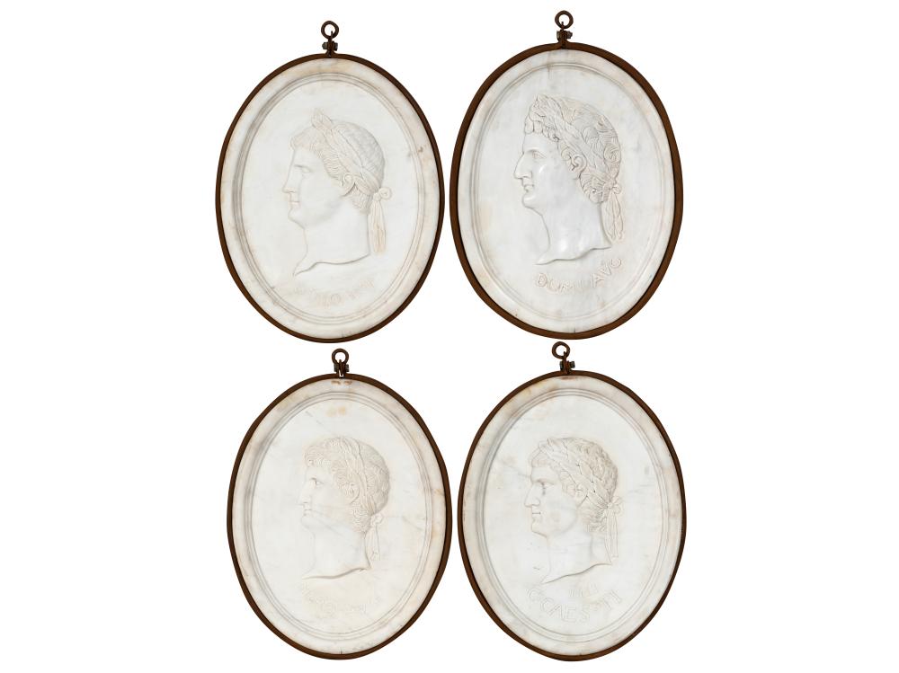 Appraisal: SET OF FOUR ITALIAN MARBLE RELIEF PLAQUESeach depicting the head