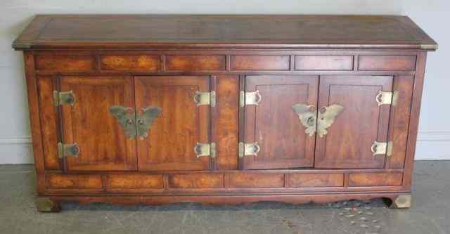 Appraisal: Oriental Credenza with Brass Butterfly Mounts From a Scarsdale NY