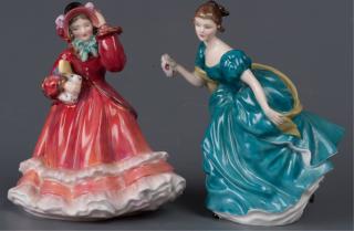 Appraisal: Royal Doulton Figurine Pair Two Royal Doulton glazed porcelain female