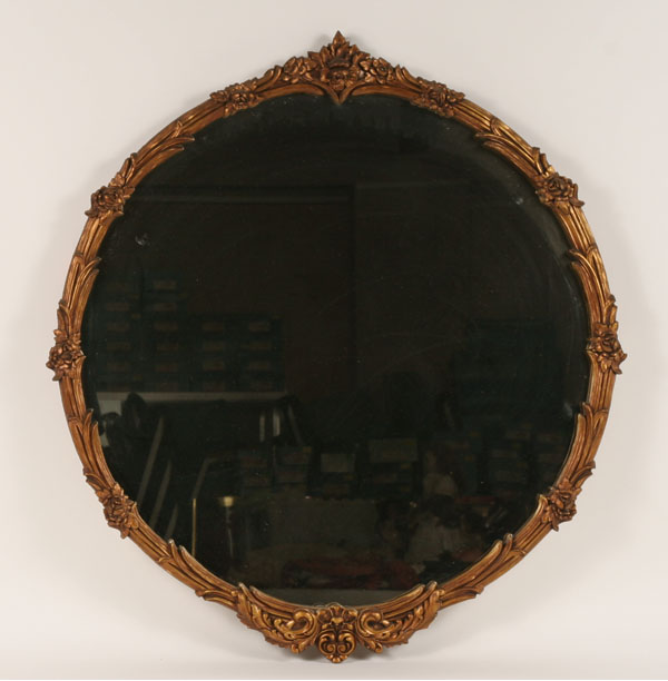 Appraisal: Gilt circular mirror gessoed floral decoration Diam Good condition