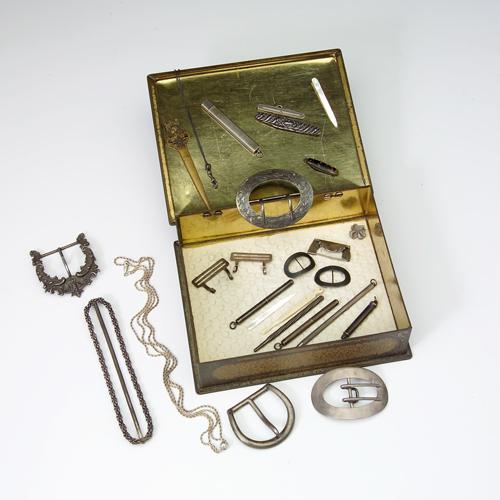 Appraisal: Collection of items circa buckles penknives accessories Marks include Unger