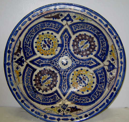 Appraisal: ANTIQUE ITALIAN TIN GLAZED BOWL Decorated in cobalt blue yellow