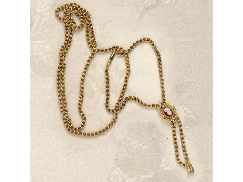 Appraisal: GOLD CHAIN AND BRACELET k yellow gold Late Victorian long