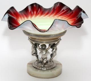 Appraisal: PAIRPOINT SILVERPLATE AND GLASS FIGURAL CENTERPIECE PAIRPOINT SILVERPLATE AND GLASS