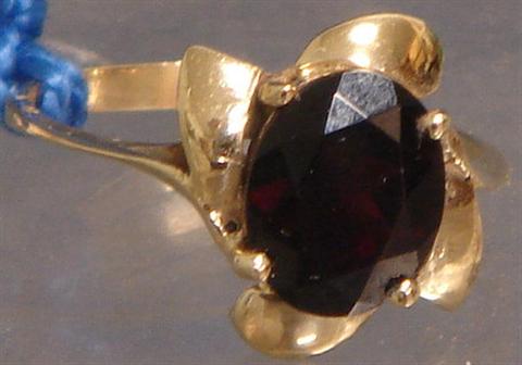 Appraisal: K YG garnet ring size mm x mm stone dwt