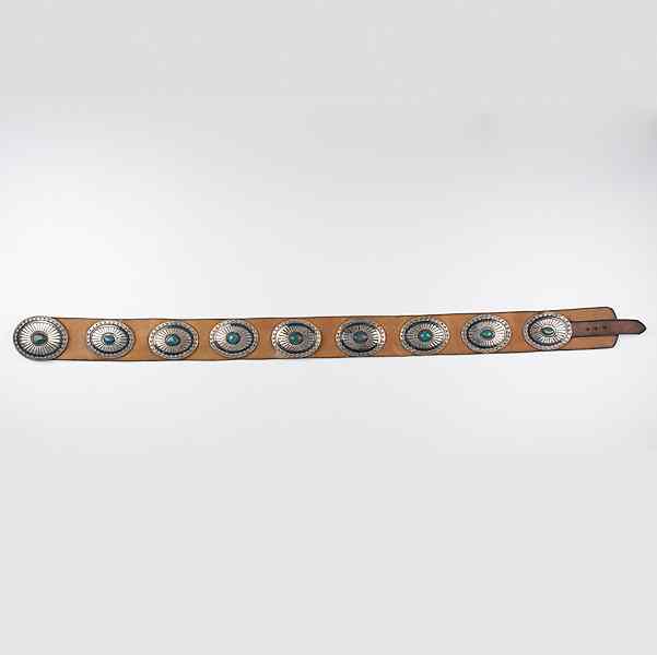 Appraisal: Navajo Concha Belt with Turquoise with eight conchas and a