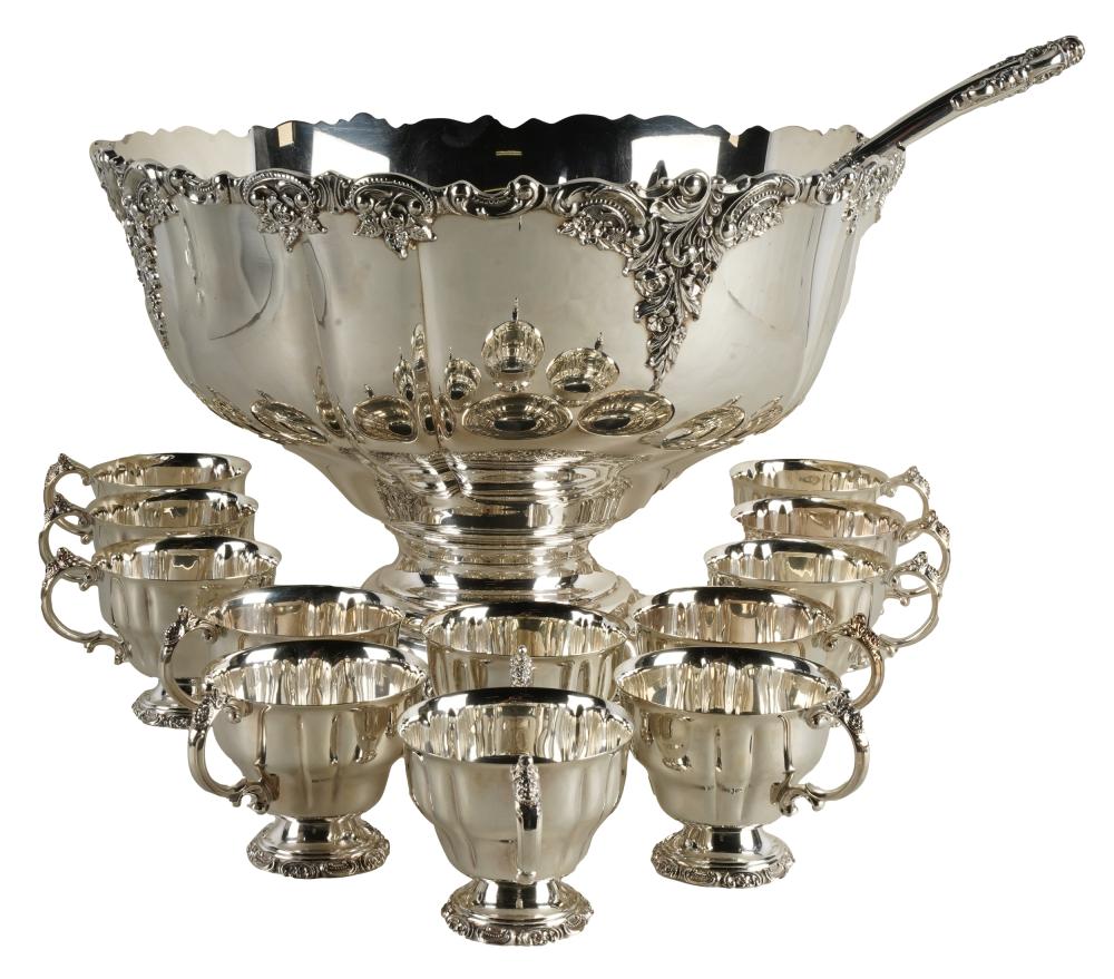 Appraisal: WALLACE 'GRANDE BAROQUE' SILVERPLATE PUNCH SETwith maker's marks comprising a