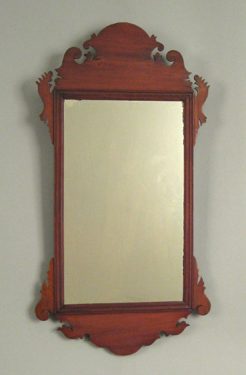 Appraisal: Chippendale mahogany looking glass late th c with a scrolled