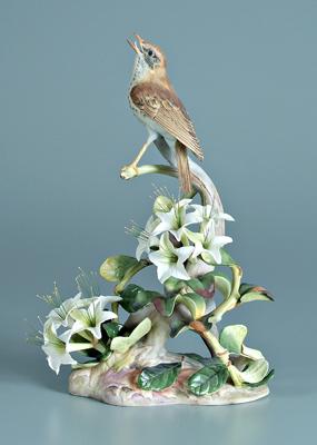 Appraisal: Boehm porcelain bird figurine male wood thrush with rhododendron marked