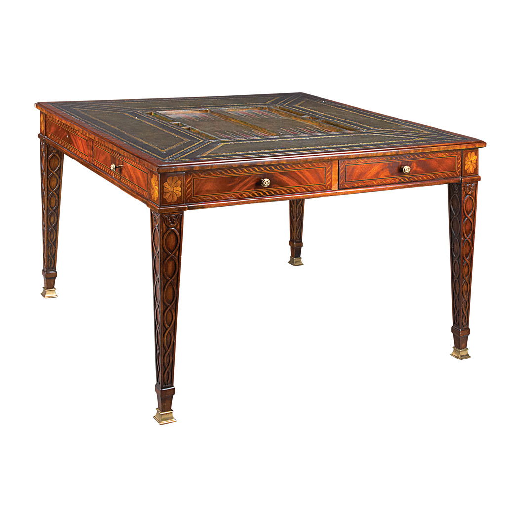 Appraisal: George III Style Mahogany Leather Top Games Table Height inches