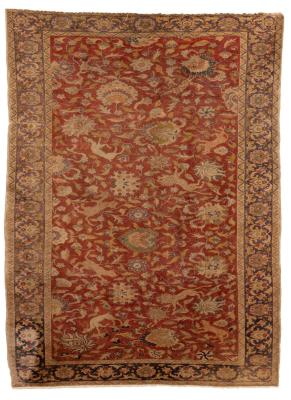 Appraisal: An Agra design hunting rug India decorated lion leopard and