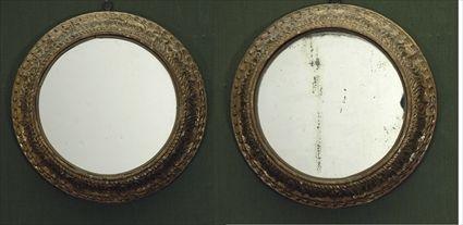 Appraisal: Pair of Neoclassical-Style Carved Giltwood Circular Mirrors