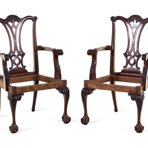 Appraisal: A Pair of George III Style Mahogany Armchairs th Century