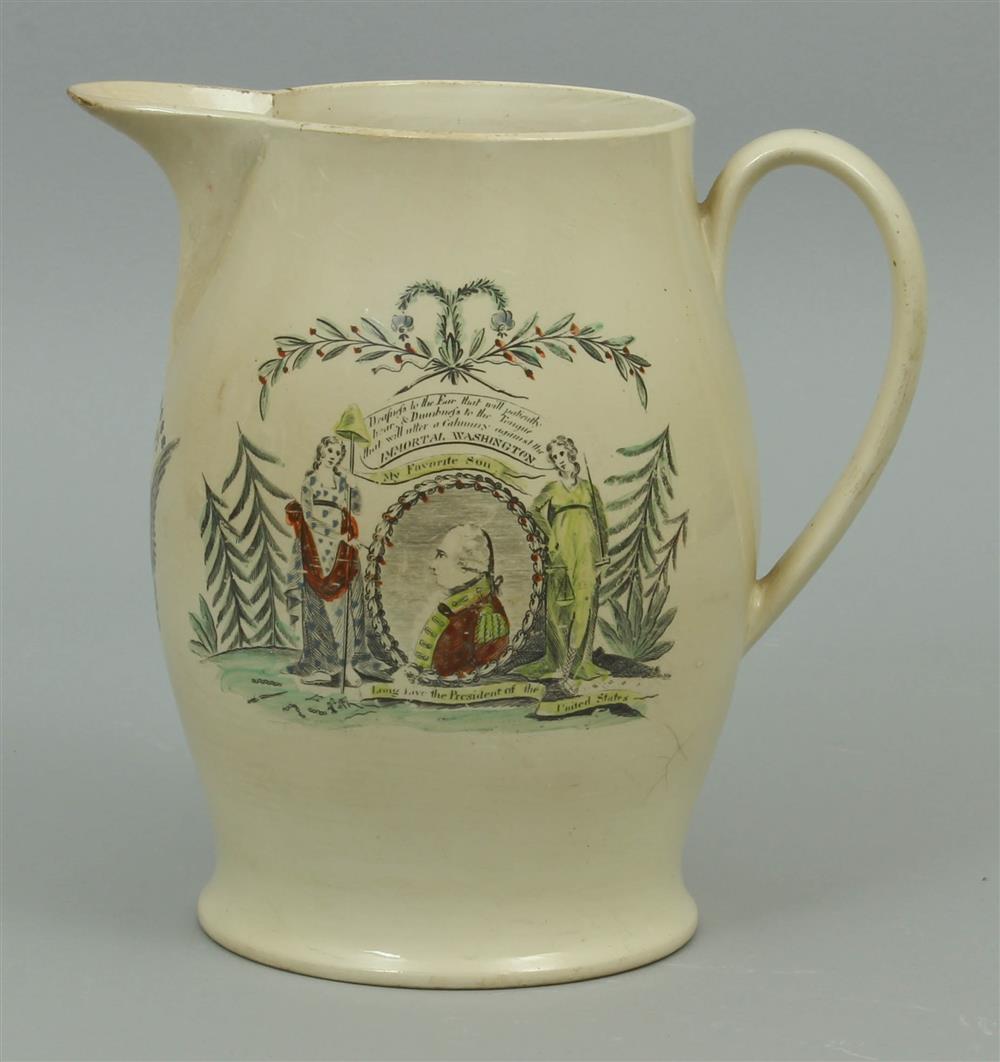 Appraisal: GEORGE WASHINGTON LONG LIVE THE PRESIDENT LIVERPOOL TRANSFER PRINTED CREAMWARE