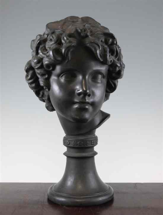 Appraisal: A late th century bronze head of a boy on