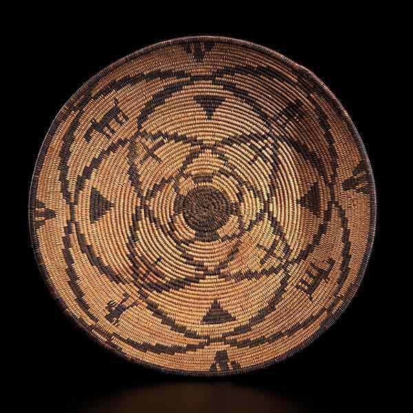 Appraisal: Apache Figural Basket finely woven and designed with two humans