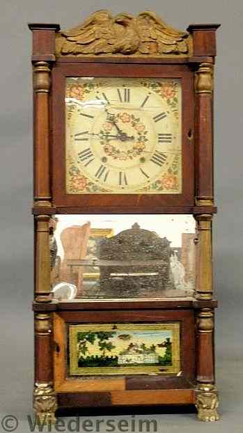 Appraisal: Empire mahogany eight-day shelf clock by Atkins Downs As found