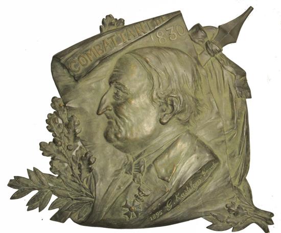 Appraisal: Gustave Kasteleyn bronze relief of man in profile entitled ''Combattant