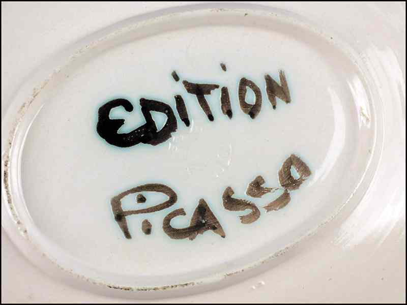 Appraisal: PABLO PICASSO SPANISH - PICADOR Glazed ceramic dish Reverse is