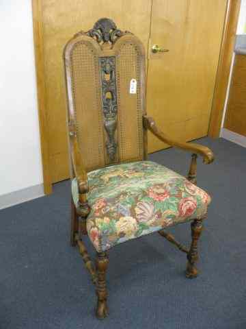 Appraisal: French Style Arm Chair cane back carved trim