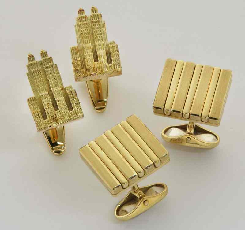 Appraisal: Pr K gold cuff links by ABL of the twin