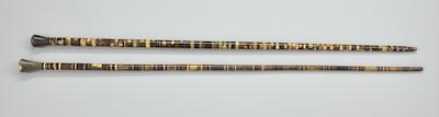 Appraisal: Two Assembled Horn Walking Sticks Of tapered form both walking