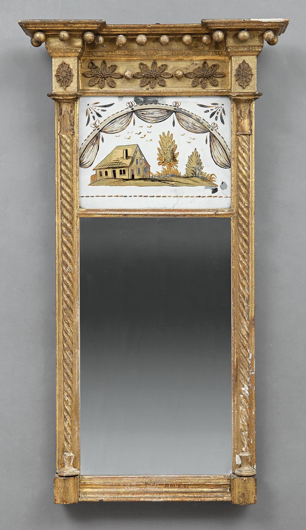 Appraisal: American Late Federal Giltwood and Eglomise Mirror early th c