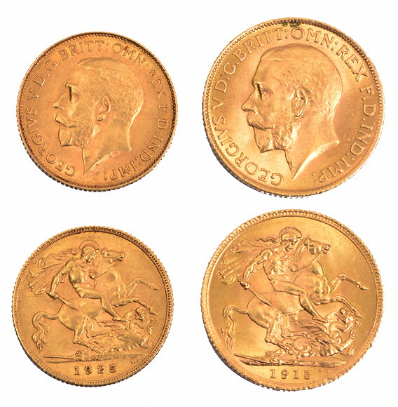 Appraisal: A GEORGE V GOLD SOVEREIGN dated together with a George