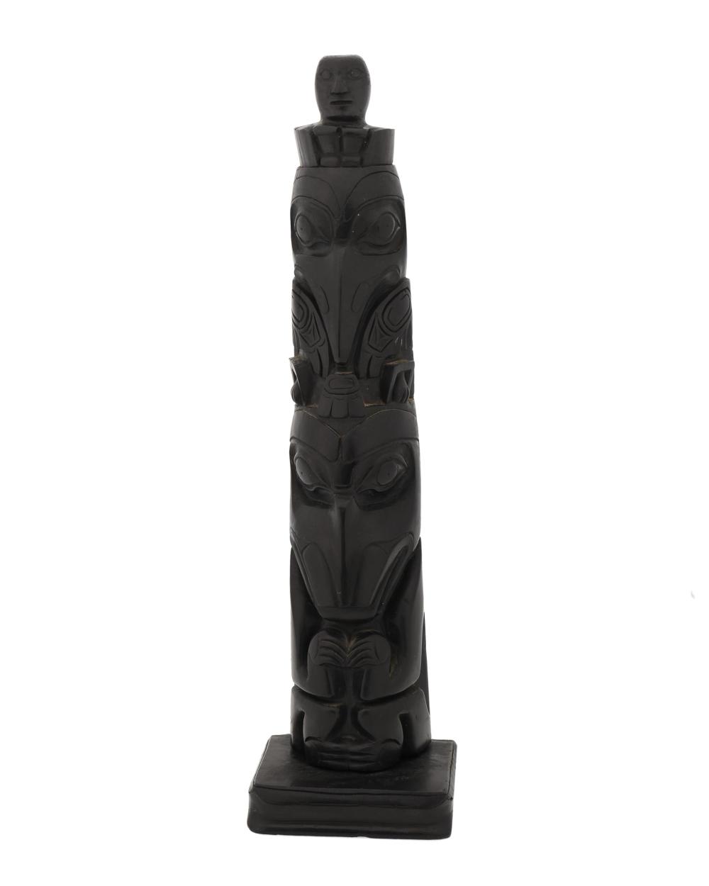 Appraisal: A Haida argillite totem carving Fourth-Quarter th Century Possibly by