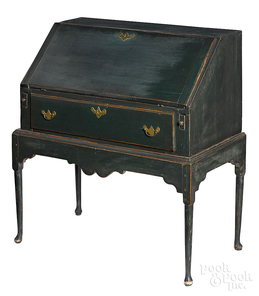 Appraisal: New England painted pine desk on frame Exclusive on Bidsquare