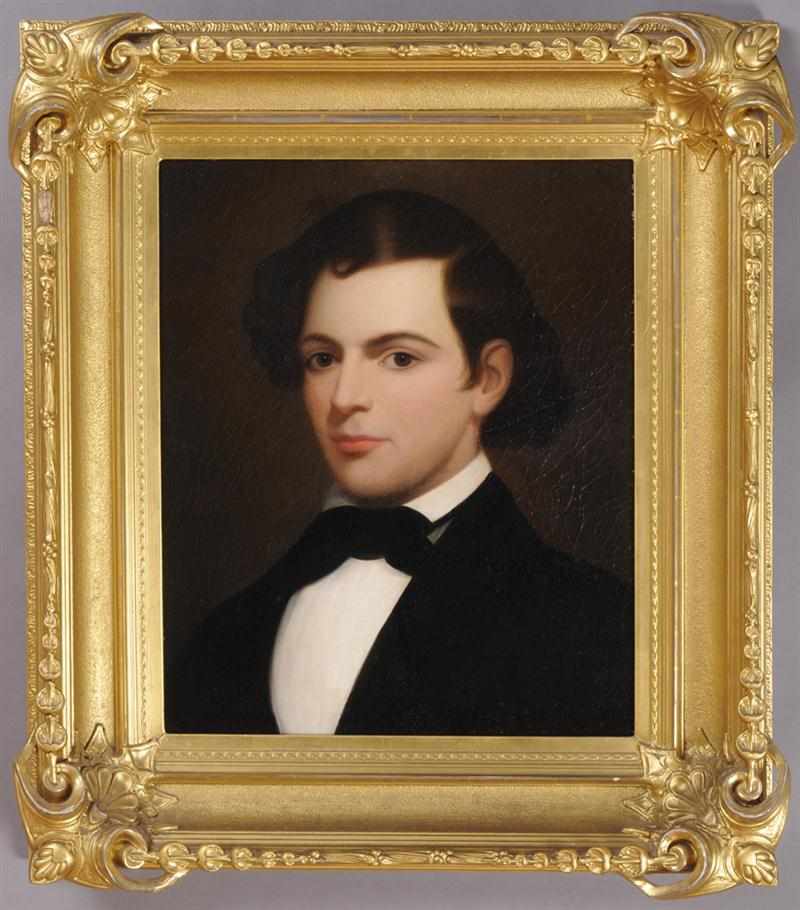 Appraisal: AMERICAN SCHOOL PORTRAIT OF A YOUNG MAN Oil on canvas