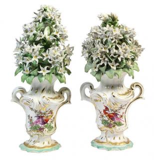 Appraisal: Pair of Derby porcelain vases Pair of Derby porcelain vases