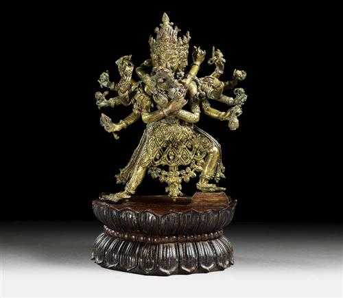 Appraisal: CAKRASAMVARA Nepal th century H cm without plinth Copper alloy