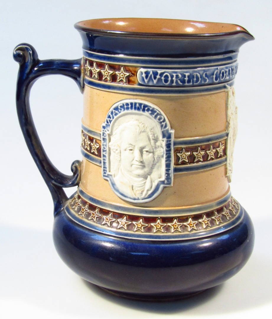 Appraisal: A Royal Doulton stoneware World's Columbian Exposition jug the cylindrical