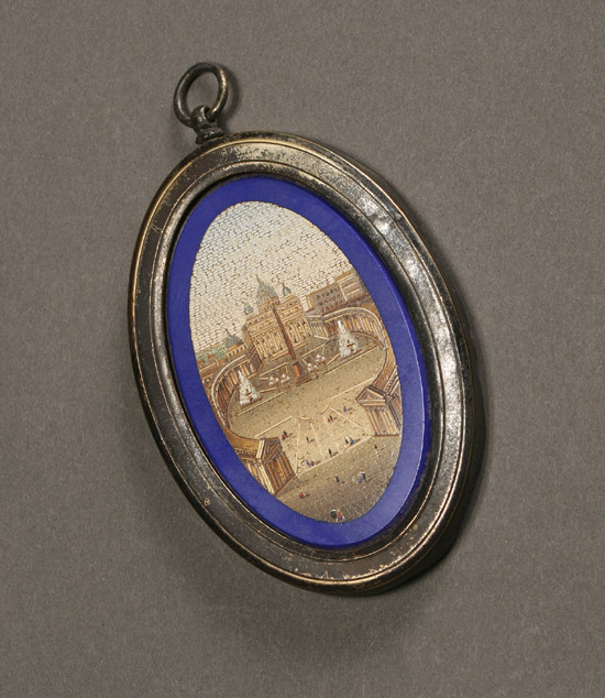 Appraisal: Italian Micromosaic Oval Pendant of St Peter's Square Circa Mounted