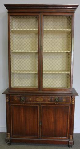 Appraisal: Antique Continental Rosewood Inlaid BandedBookcase Nice age and good quality